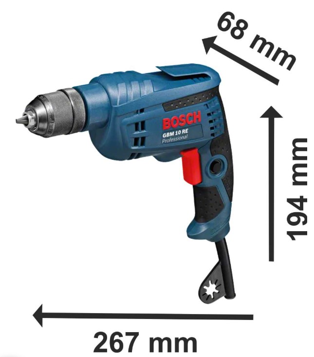 Bosch GBM 10 RE Professional Rotary Drill – High Speed Electric Drill Machine for Wood and Metal Drilling, Compact Design for Workshop, Maintenance, and Professional Applications